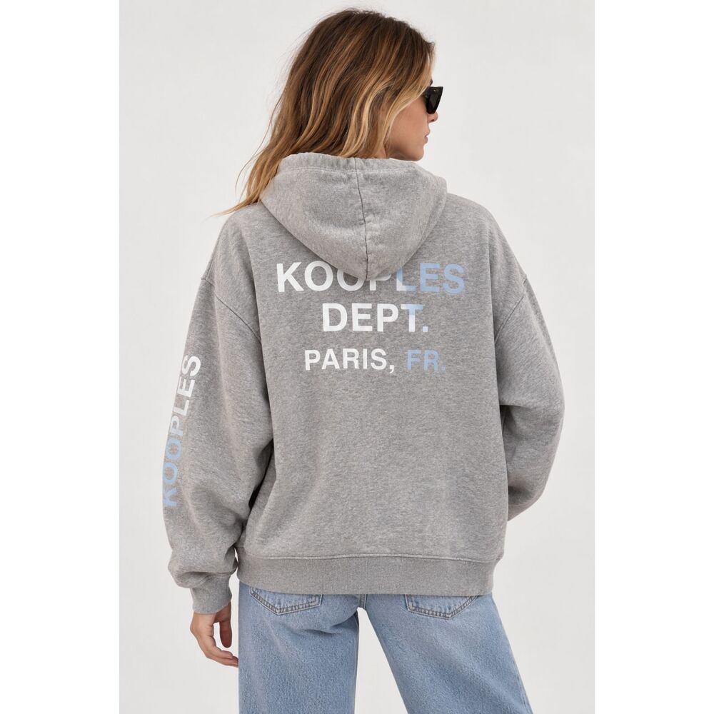 THE KOOPLES Ombre Logo Hooded Sweatshirt Gray One Size